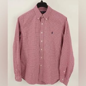 RALPH LAUREN RED & WHITE CHECKED BUTTON DOWN SHIRT